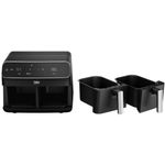Electronice si Electrocasnice - Electrocasnice bucatarie - Aparate de gatit & desert - Friteuze - Friteuza cu Aer Cald Dubla BEKO FRL5388B, 0.5kg, 8.5l, 2400W, Negru-Argintiu - Infinity.ro