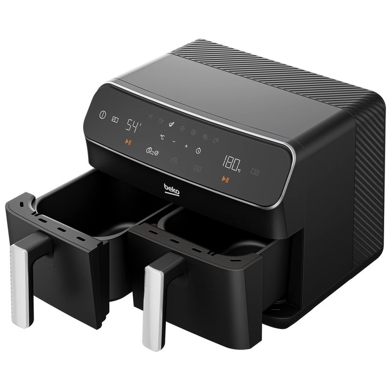 Electronice si Electrocasnice - Electrocasnice bucatarie - Aparate de gatit & desert - Friteuze - Friteuza cu Aer Cald Dubla BEKO FRL5388B, 0.5kg, 8.5l, 2400W, Negru-Argintiu - Infinity.ro