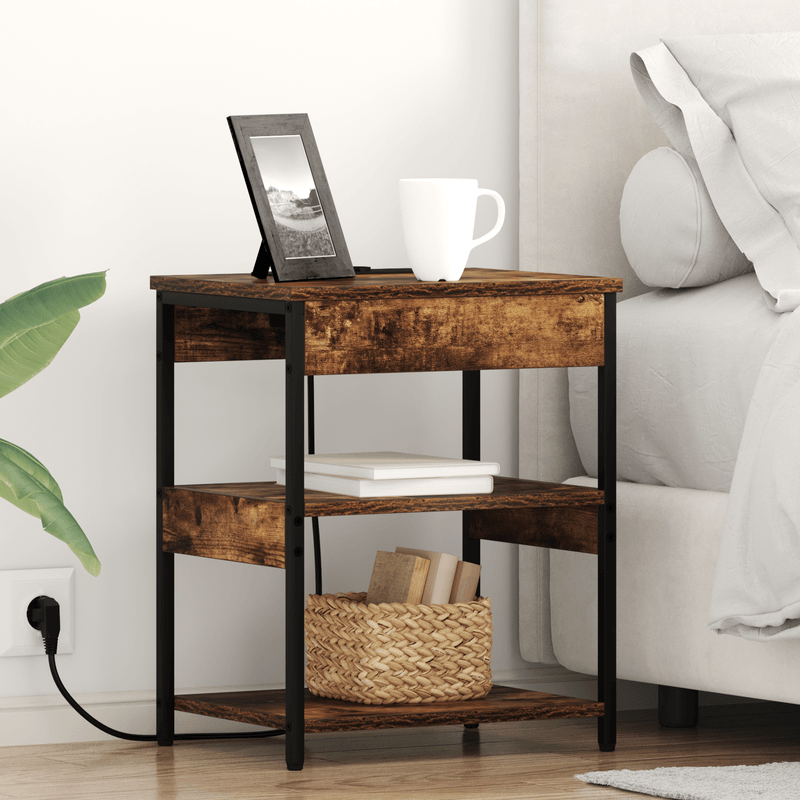 Casa si Gradina - Mobilier - Comode si corpuri - Noptiere - Noptiera stejar afumat 41 x 31 x 51 cm Lemn compozit - Infinity.ro