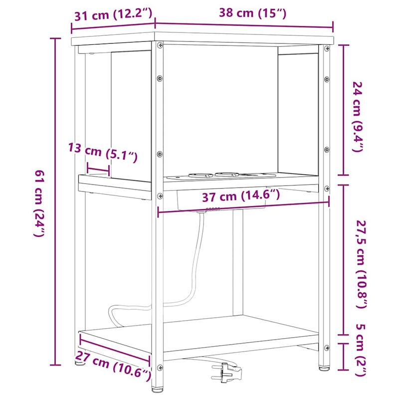 Casa si Gradina - Mobilier - Comode si corpuri - Noptiere - Noptiera stejar brun 38 x 31 x 61 cm Lemn compozit - Infinity.ro