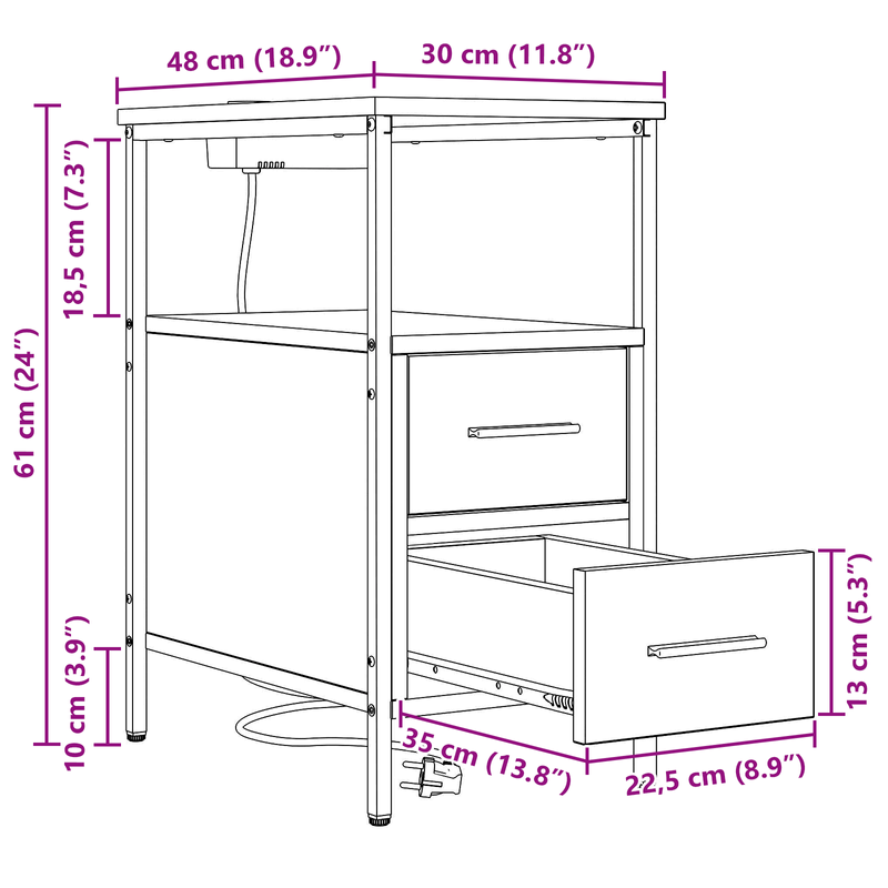Casa si Gradina - Mobilier - Comode si corpuri - Noptiere - Noptiera stejar brun 30 x 48 x 61 cm Lemn compozit - Infinity.ro