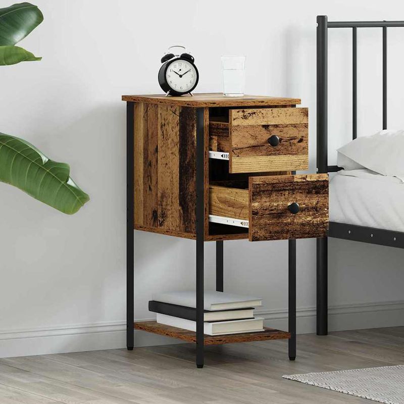 Casa si Gradina - Mobilier - Comode si corpuri - Noptiere - Noptiera cu sertar 2 pcs Lemn vechi 32 x 42 x 70 cm - Infinity.ro