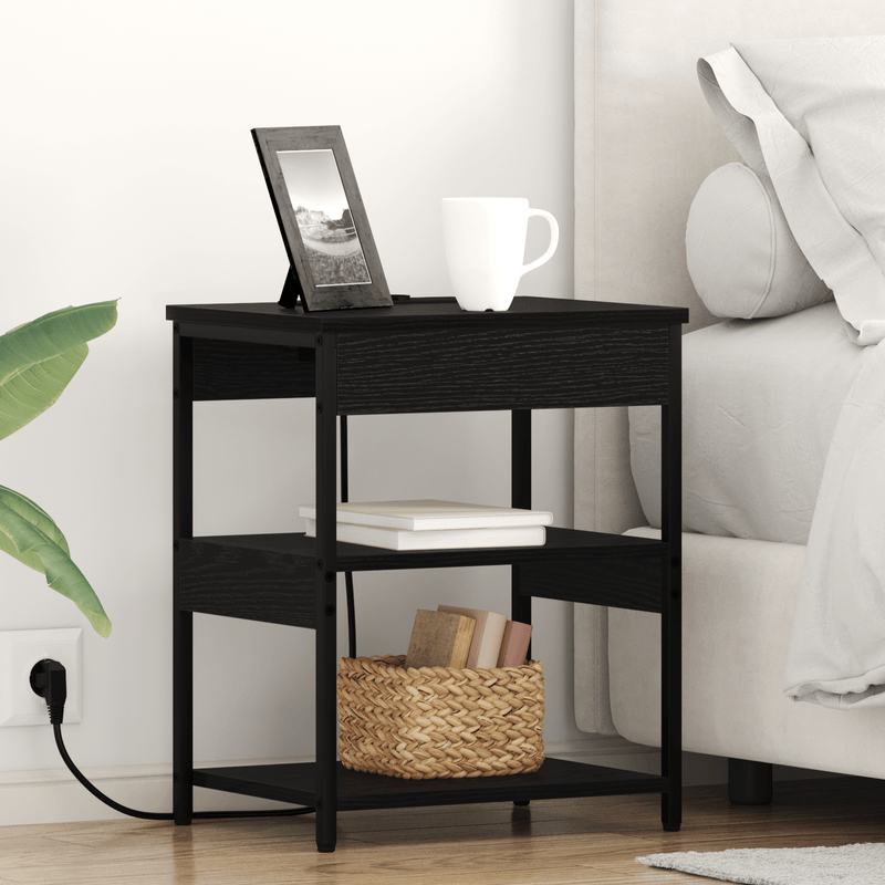 Casa si Gradina - Mobilier - Comode si corpuri - Noptiere - Noptiera stejar negru 41 x 31 x 51 cm Lemn compozit - Infinity.ro