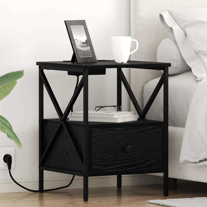 Casa si Gradina - Mobilier - Comode si corpuri - Noptiere - Noptiera stejar negru 41.5 x 40.5 x 55 cm Lemn compozit - Infinity.ro