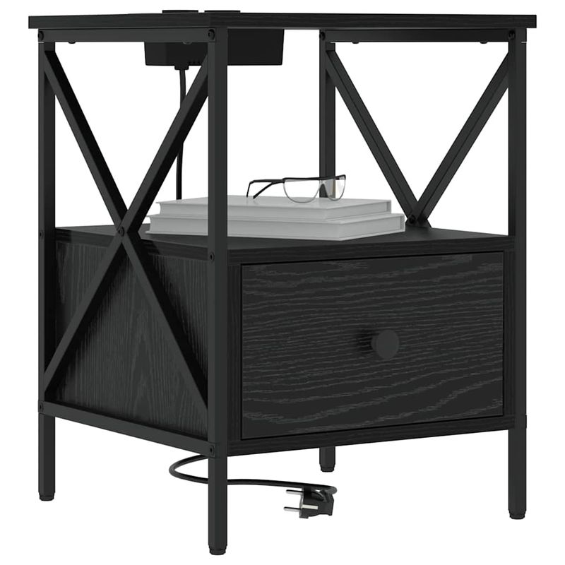 Casa si Gradina - Mobilier - Comode si corpuri - Noptiere - Noptiera stejar negru 41.5 x 40.5 x 55 cm Lemn compozit - Infinity.ro