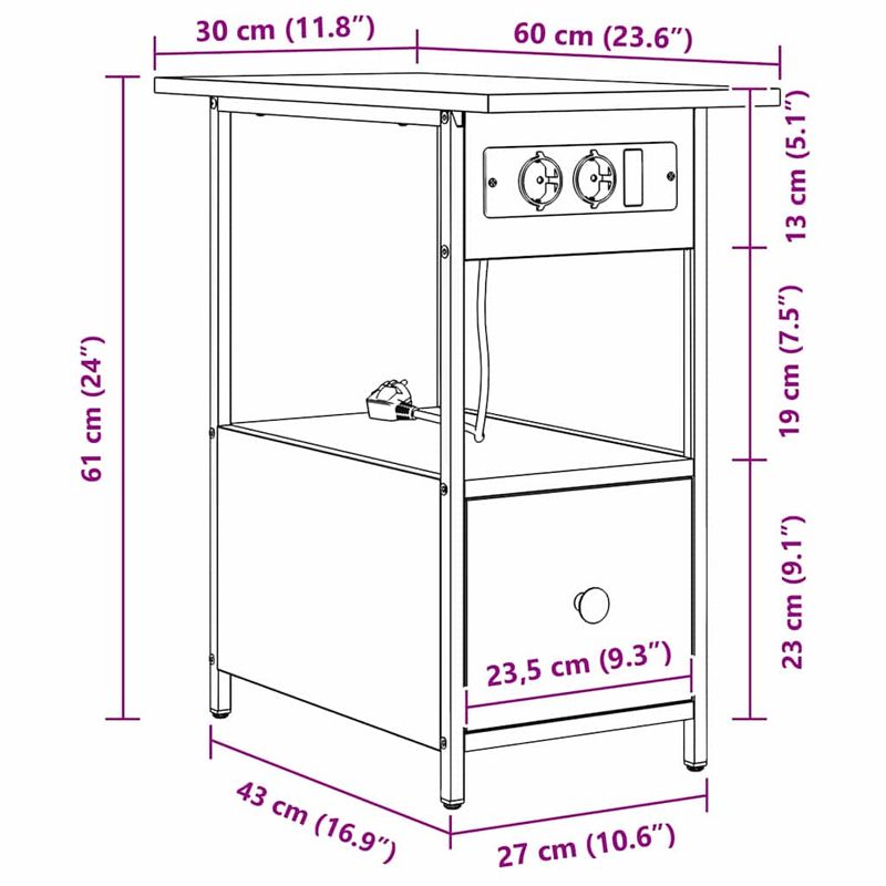 Casa si Gradina - Mobilier - Comode si corpuri - Noptiere - Noptiera sonoma gri 60 x 30 x 61 cm Lemn compozit - Infinity.ro