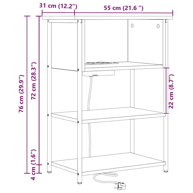 Casa si Gradina - Mobilier - Comode si corpuri - Noptiere - Noptiera stejar sonoma 55 x 31 x 76 cm Lemn compozit - Infinity.ro