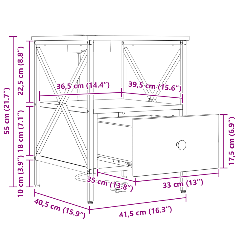 Casa si Gradina - Mobilier - Comode si corpuri - Noptiere - Noptiera stejar negru 41.5 x 40.5 x 55 cm Lemn compozit - Infinity.ro