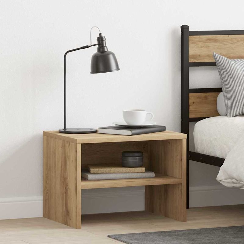Casa si Gradina - Mobilier - Comode si corpuri - Noptiere - Noptiera stejar artizanal 40 x 30 x 30 cm Lemn compozit - Infinity.ro