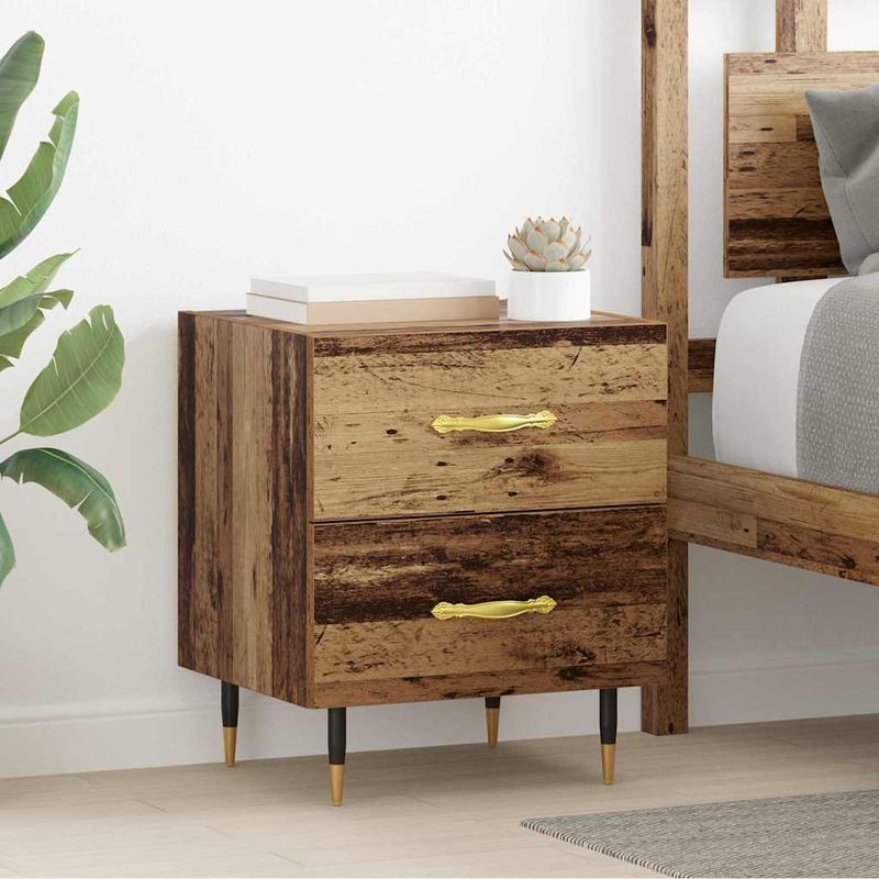 Casa si Gradina - Mobilier - Comode si corpuri - Noptiere - Noptiera cu sertar 2 pcs Lemn vechi 40 x 35 x 47.5 cm - Infinity.ro