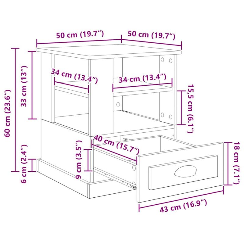 Casa si Gradina - Mobilier - Mese si birouri - Mese living - Noptiera stejar negru 50 x 50 x 60 cm Lemn compozit - Infinity.ro