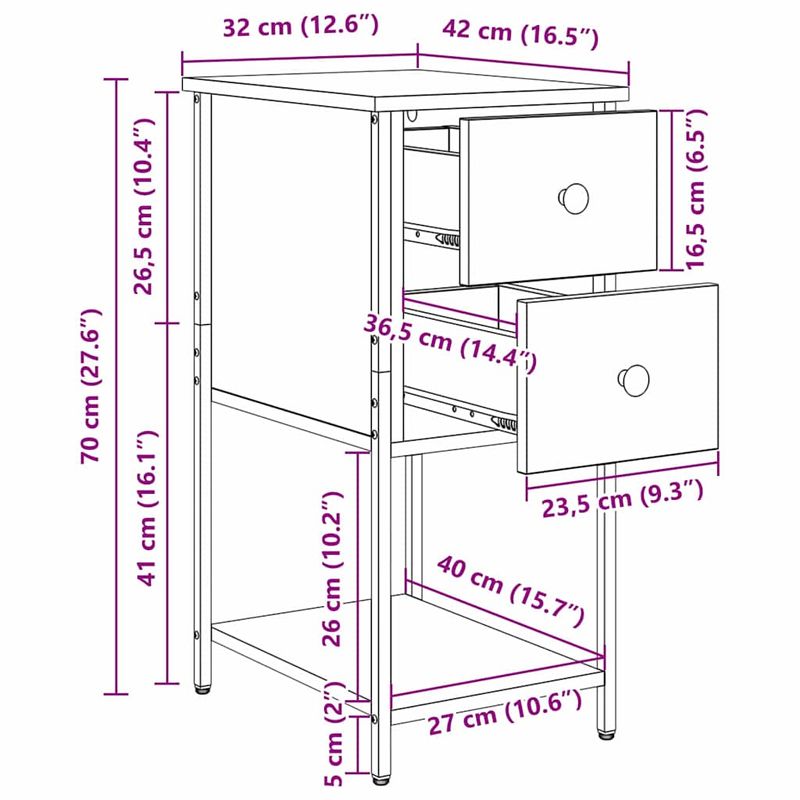 Casa si Gradina - Mobilier - Comode si corpuri - Noptiere - Noptiera cu sertar Lemn vechi 32 x 42 x 70 cm - Infinity.ro