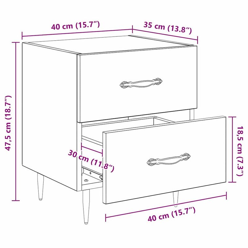 Casa si Gradina - Mobilier - Comode si corpuri - Noptiere - Noptiera cu sertar 2 pcs Lemn vechi 40 x 35 x 47.5 cm - Infinity.ro