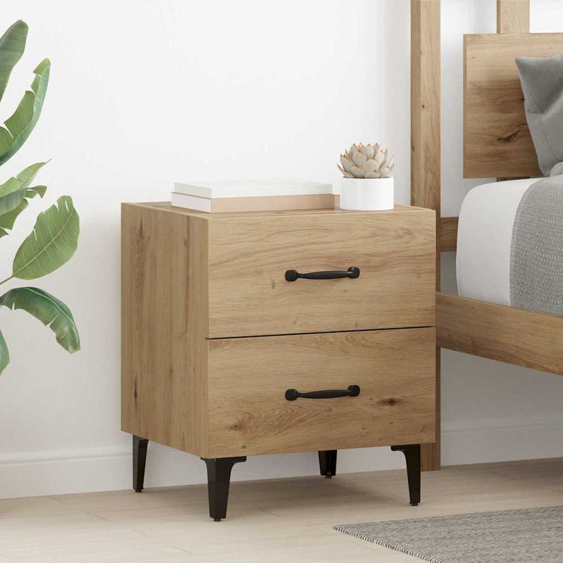 Casa si Gradina - Mobilier - Comode si corpuri - Noptiere - Noptiera stejar artizanal 40 x 35 x 47.5 cm Lemn compozit - Infinity.ro