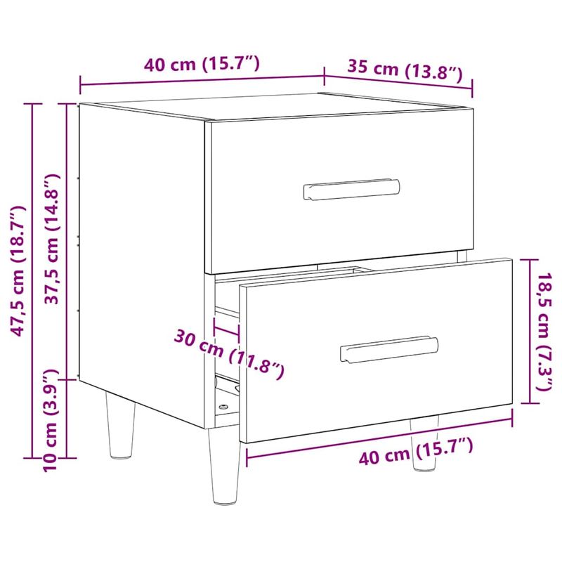 Casa si Gradina - Mobilier - Comode si corpuri - Noptiere - Noptiera cu sertar 2 pcs stejar artizanal 40 x 35 x 47.5 cm - Infinity.ro