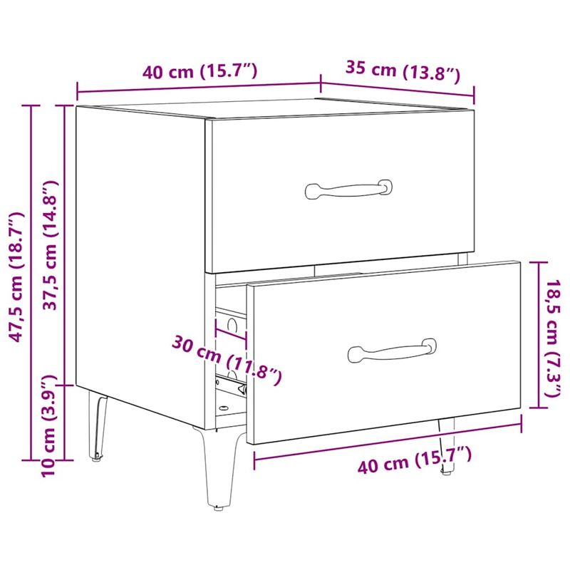Casa si Gradina - Mobilier - Comode si corpuri - Noptiere - Noptiera stejar artizanal 40 x 35 x 47.5 cm Lemn compozit - Infinity.ro