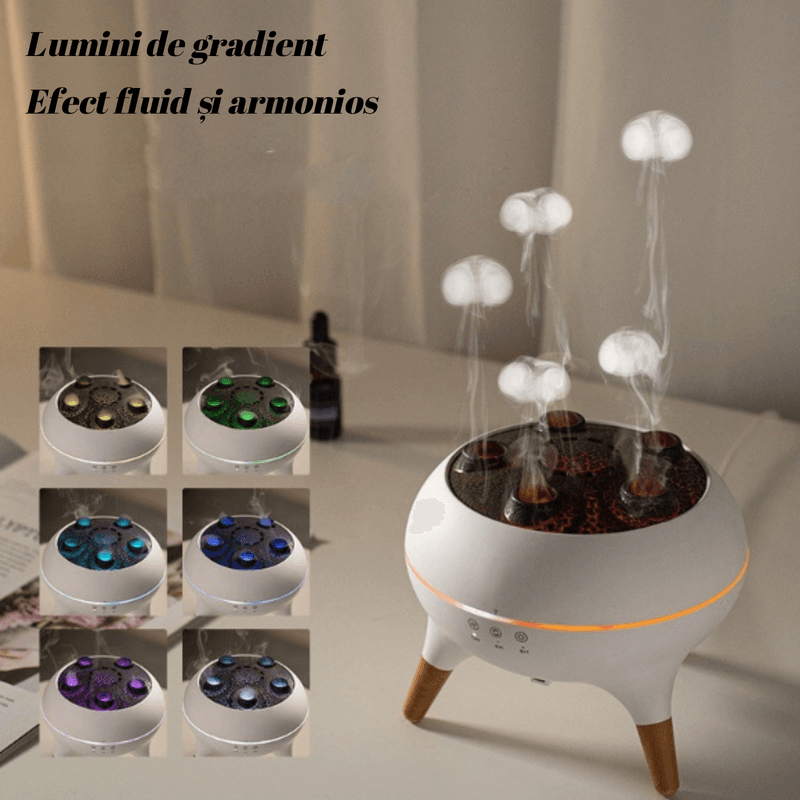 Casa si Gradina - Decoratiuni - Aromaterapie si lumanari - Difuzoare aromaterapie - Difuzor aromaterapie meduze dinamice cu ultrasunete, telecomanda, silentios, 250 ml - Infinity.ro