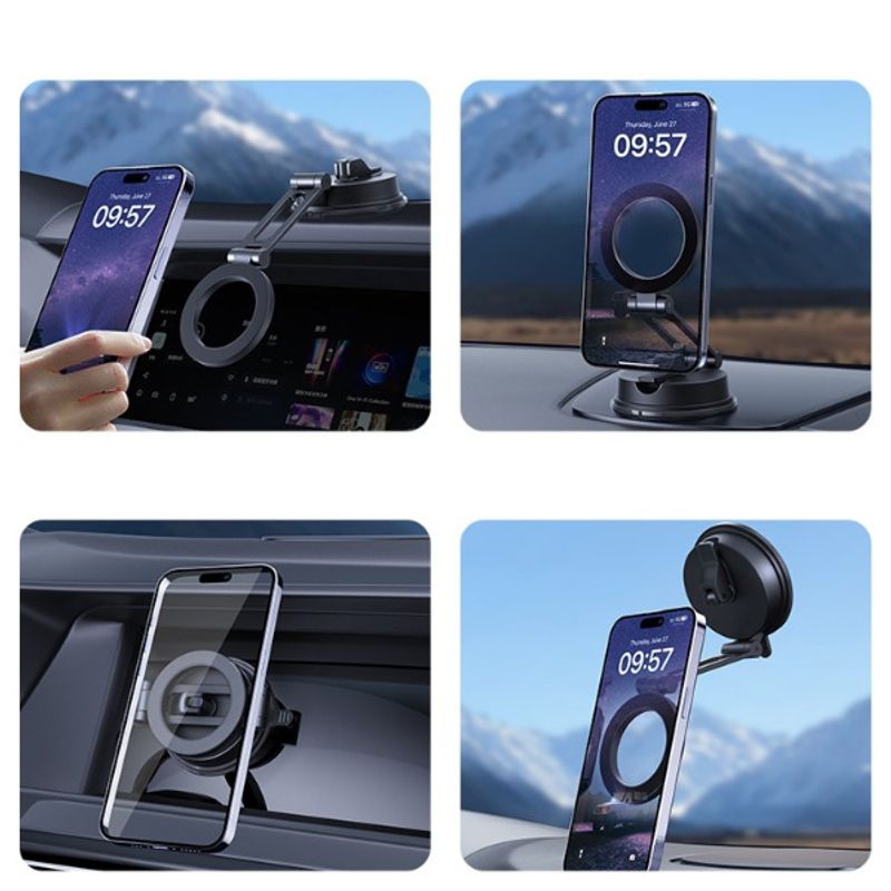 Laptop, Telefoane si Tablete - Telefoane mobile si accesorii - Accesorii Telefoane - Suport si docking telefoane - Suport telefon auto magnetic, rotatie 360 grade, prindere bord/parbriz, ajustabil, inaltime reglabila, negru, universal, rotatie completa, fixare sigura - Infinity.ro