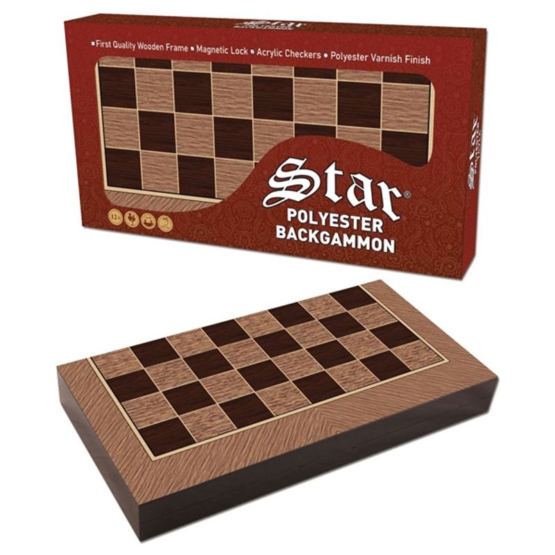 Sport si Outdoor - Alte sporturi - Sah si table - Cutie de table, MDF, rezistenta la zgarieturi, inchidere magnetica, 25 x 49 x 6 cm, maro/bej - Infinity.ro