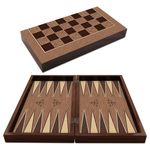 Sport si Outdoor - Alte sporturi - Sah si table - Cutie de table, MDF, rezistenta la zgarieturi, inchidere magnetica, 25 x 49 x 6 cm, maro/bej - Infinity.ro