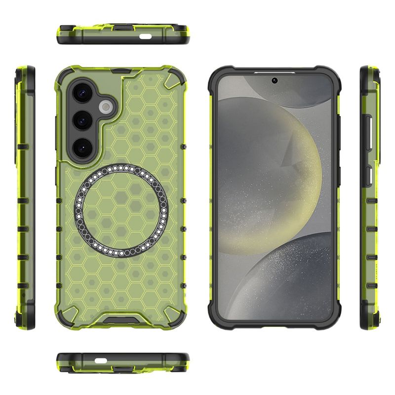 Laptop, Telefoane si Tablete - Telefoane mobile si accesorii - Accesorii Telefoane - Huse telefoane - Husa compatibil cu Samsung Galaxy S25 Plus cu protectie spate si margini anti-soc; Verde – Model Fagure - Infinity.ro