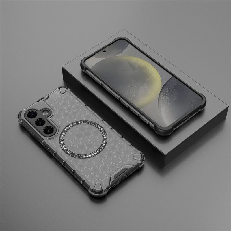 Laptop, Telefoane si Tablete - Telefoane mobile si accesorii - Accesorii Telefoane - Huse telefoane - Husa compatibil cu Samsung Galaxy S25 Plus cu protectie spate si margini anti-soc; Fumuriu – Model Fagure - Infinity.ro
