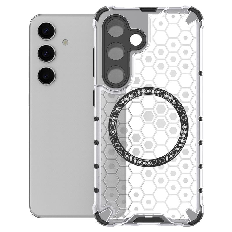 Laptop, Telefoane si Tablete - Telefoane mobile si accesorii - Accesorii Telefoane - Huse telefoane - Husa compatibil cu Samsung Galaxy S25 Plus cu protectie spate si margini anti-soc; Transparent – Model Fagure - Infinity.ro