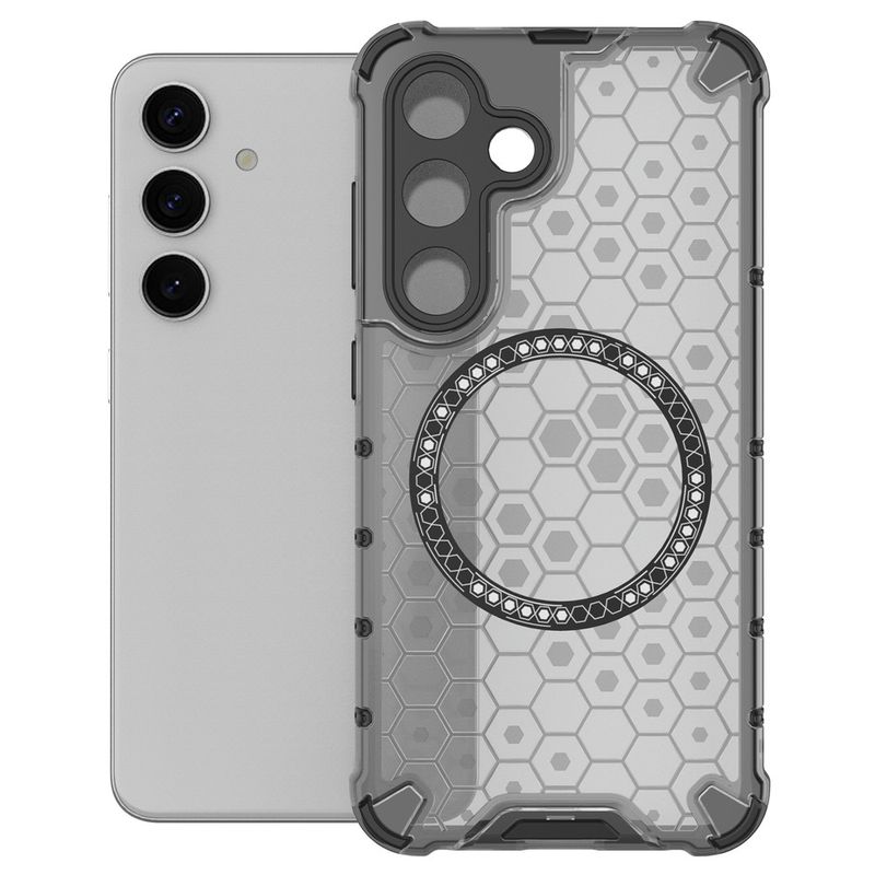 Laptop, Telefoane si Tablete - Telefoane mobile si accesorii - Accesorii Telefoane - Huse telefoane - Husa compatibil cu Samsung Galaxy A55 cu protectie spate si margini anti-soc; Fumuriu – Model Fagure - Infinity.ro