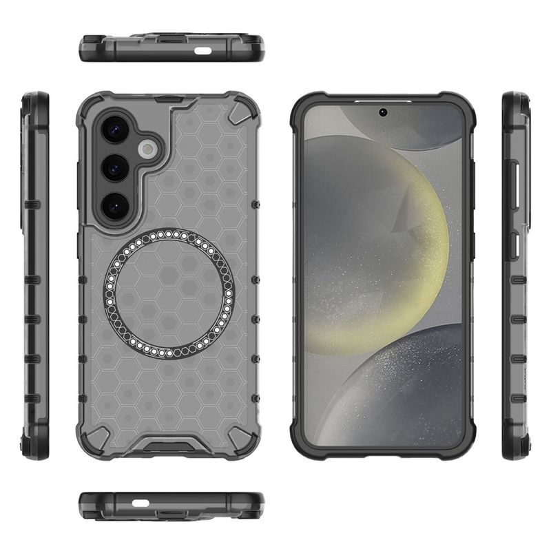 Laptop, Telefoane si Tablete - Telefoane mobile si accesorii - Accesorii Telefoane - Huse telefoane - Husa compatibil cu Samsung Galaxy S24 cu protectie spate si margini anti-soc; Fumuriu – Model Fagure - Infinity.ro