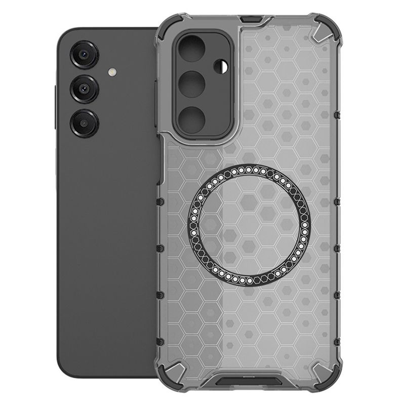 Laptop, Telefoane si Tablete - Telefoane mobile si accesorii - Accesorii Telefoane - Huse telefoane - Husa compatibil cu Samsung Galaxy A14 cu protectie spate si margini anti-soc; Fumuriu – Model Fagure - Infinity.ro