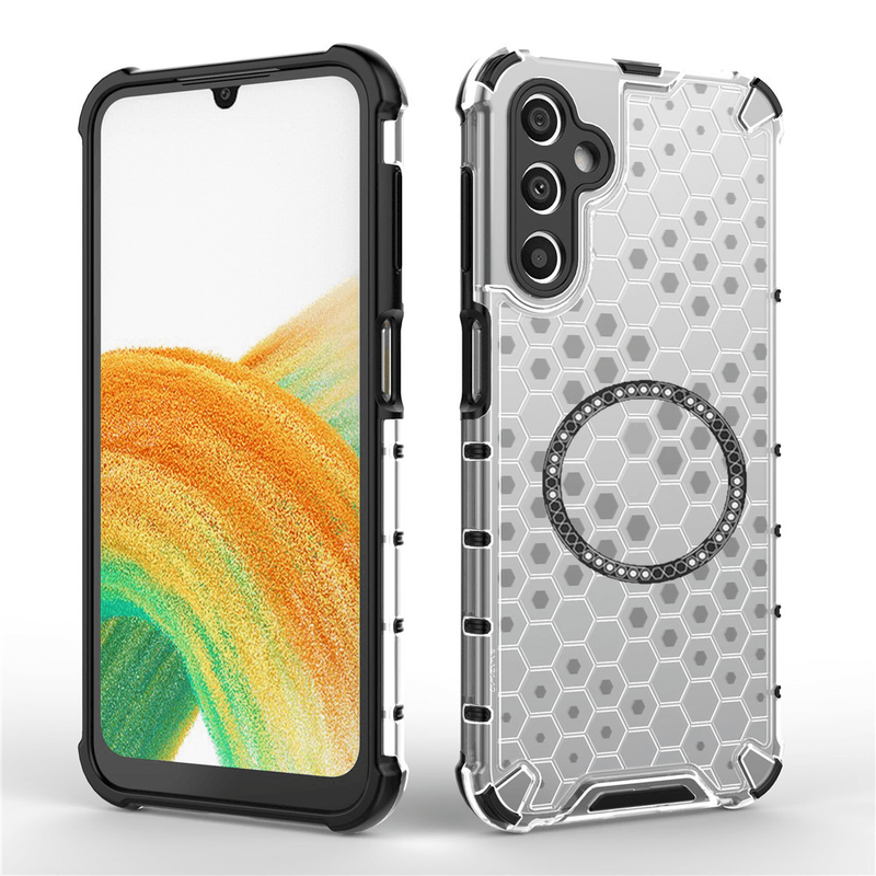 Laptop, Telefoane si Tablete - Telefoane mobile si accesorii - Accesorii Telefoane - Huse telefoane - Husa compatibil cu Samsung Galaxy A14 cu protectie spate si margini anti-soc; Fumuriu – Model Fagure - Infinity.ro