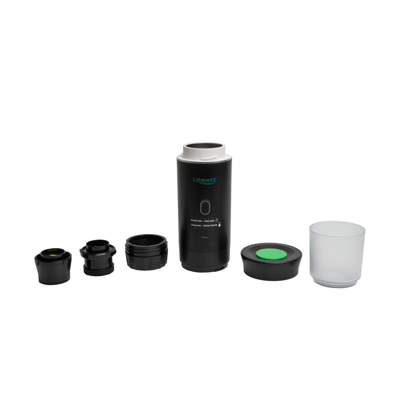 Electronice si Electrocasnice - Electrocasnice bucatarie - Preparare bauturi - Espressoare - Espresso To Go Lifenaxx LX-060, 72W, 7500 mAh, USB-C, capacitate vas/apa 120ml/60ml, Negru - Infinity.ro