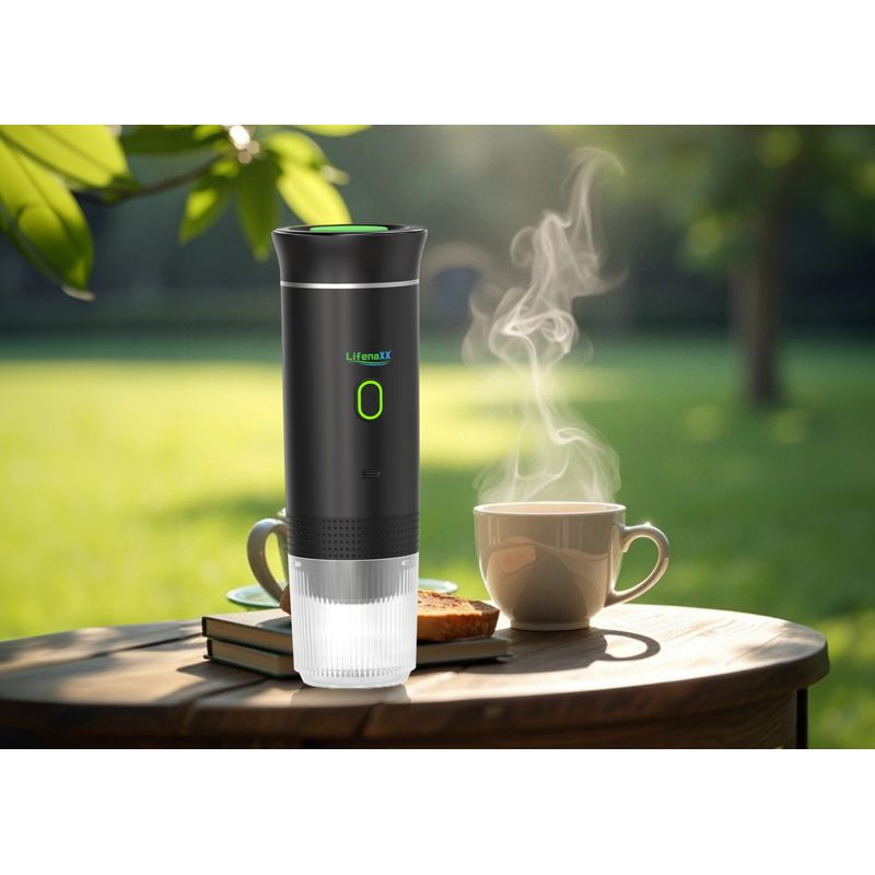 Electronice si Electrocasnice - Electrocasnice bucatarie - Preparare bauturi - Espressoare - Espresso To Go Lifenaxx LX-060, 72W, 7500 mAh, USB-C, capacitate vas/apa 120ml/60ml, Negru - Infinity.ro