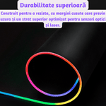 PC, gaming si accesorii - Periferice PC - Mousepad - MousePad XXL gaming cu iluminare RGB LUVLU™, 11 moduri, suprafata rezistenta la stropire, anti-alunecare, 800x300x4mm - Infinity.ro
