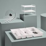 Casa si Gradina - Mobilier - Organizare si depozitare - Recipiente depozitare - Organizator extensibil Delinia – Etajera metalica 2 niveluri, 25.5–42 cm, ideala pentru bucatarie si baie - Infinity.ro