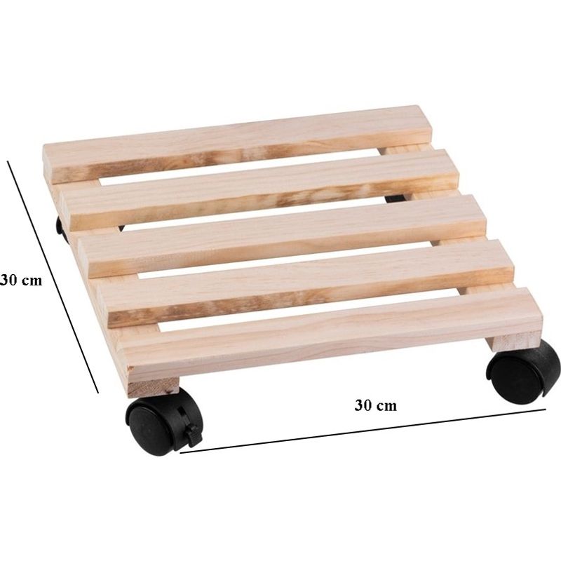 Casa si Gradina - Gradinarit si plante - Plante si ghivece - Ghivece si suporturi - Suport din lemn mobil cu 4 roti pentru ghivece de flori, 30x30 cm, max 50 kg - Infinity.ro