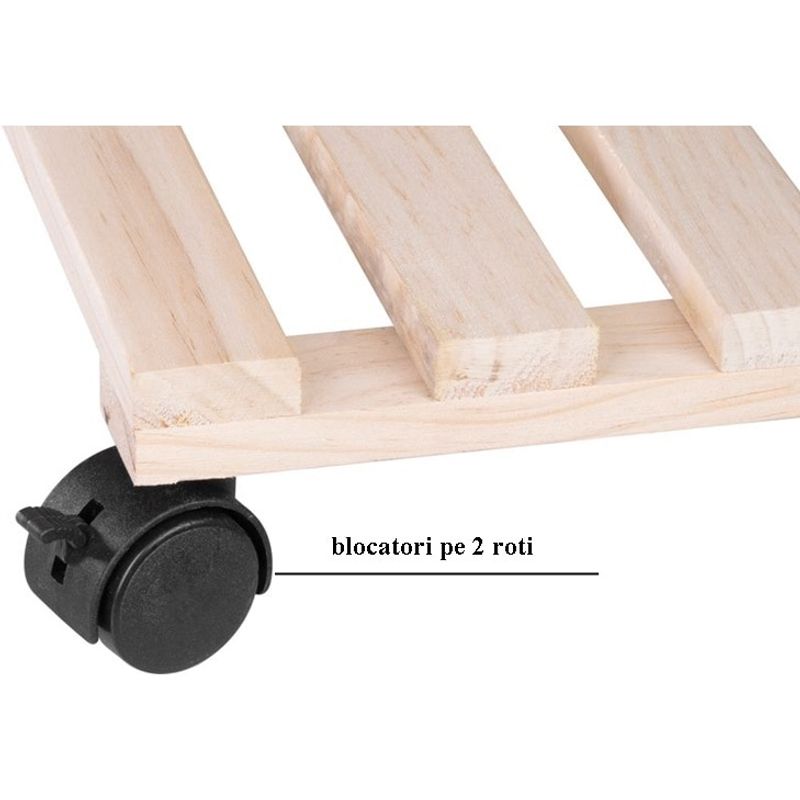 Casa si Gradina - Gradinarit si plante - Plante si ghivece - Ghivece si suporturi - Suport din lemn mobil cu 4 roti pentru ghivece de flori, 30x30 cm, max 50 kg - Infinity.ro