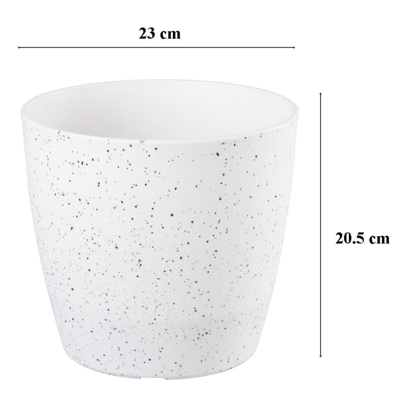Casa si Gradina - Gradinarit si plante - Plante si ghivece - Ghivece si suporturi - Ghiveci pentru flori din plastic rezistent, culoare alba, Stone Effect, diametru 23 cm, inaltime 20.5 cm - Infinity.ro