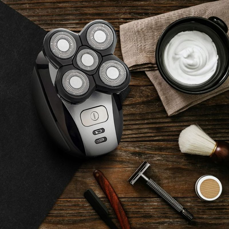 Ingrijire personala si Cosmetice - Aparate & accesorii ingrijire personala - Aparate de ras si tuns - Aparate de ras electrice - Aparat de ras electric Renew Force, Acumulator 2000 mAh, 5 Lame Rotunde, Impermeabil, Fara Fir, Negru Gri - Infinity.ro