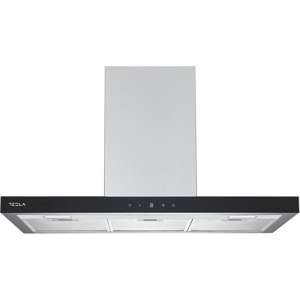 Hota decorativa Tesla DC900AXB, T-shape, 630 m3/h, 1 motor DC 75 W, Display LED, 90 cm Inox/Sticla