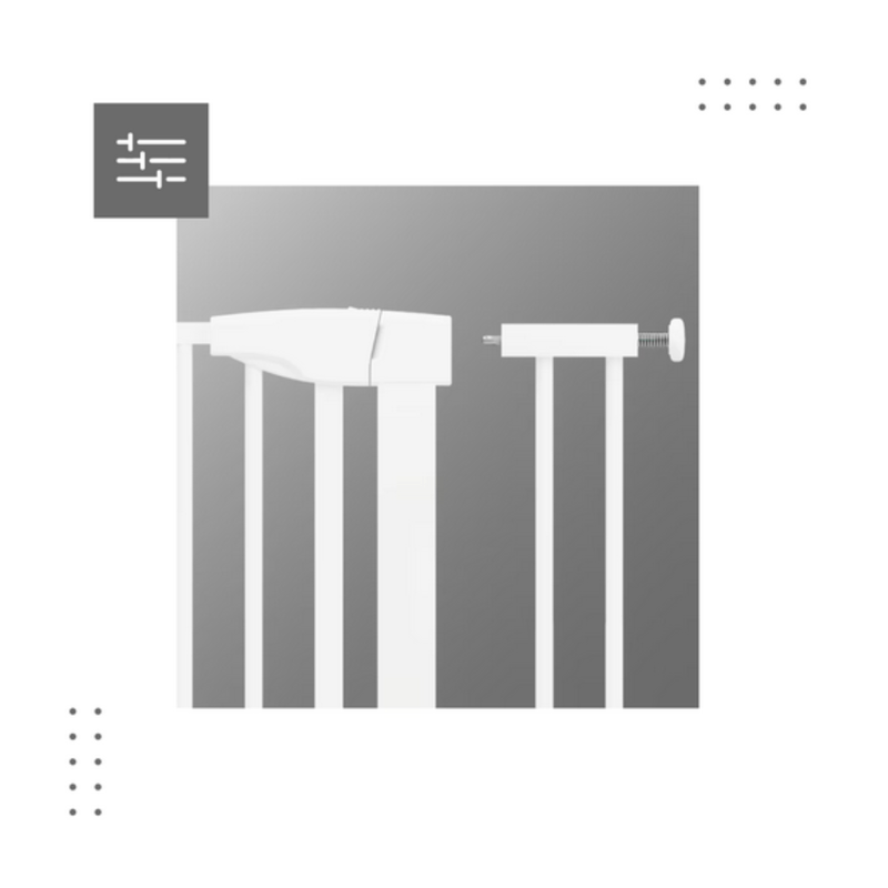 Casa si Gradina - Mobilier - Mobilier copii - Sisteme de siguranta - Poarta siguranta HappyKID Safeguard, dimensiuni ajustabile 75cm 84cm, Sistem dublu de blocare, Alb - Infinity.ro