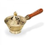 Casa si Gradina - Decoratiuni - Obiecte decorative - Obiecte bisericesti - Catuie tamaie, arzator din alama cu maner de lemn si capac, 17 cm - Infinity.ro