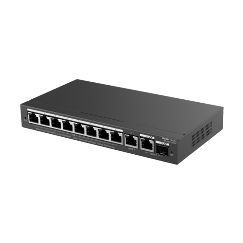 PC, gaming si accesorii - Retelistica - Switch-uri - Switch-uri cu management - Switch 8 porturi PoE+, 2 porturi GE, 1 port SFP, Gigabit, Cloud Management - Ruijie RG-ES210GS-P - Infinity.ro