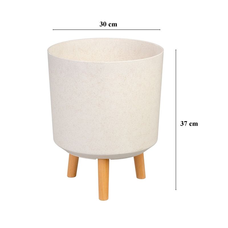 Casa si Gradina - Gradinarit si plante - Plante si ghivece - Ghivece si suporturi - Ghiveci plastic cu 3 picioare pentru flori, WhiteWheat, capacitate 15.5 litri, 30x37 cm - Infinity.ro