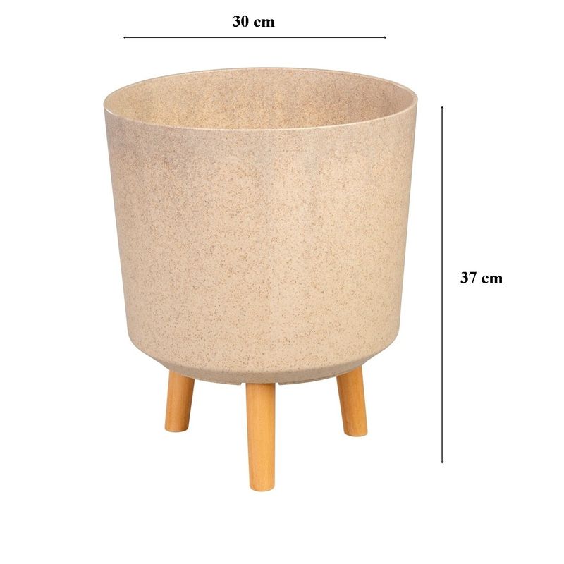 Casa si Gradina - Gradinarit si plante - Plante si ghivece - Ghivece si suporturi - Ghiveci plastic cu 3 picioare pentru flori, BambooFiber, capacitate 15.5 litri, 30x37 cm - Infinity.ro