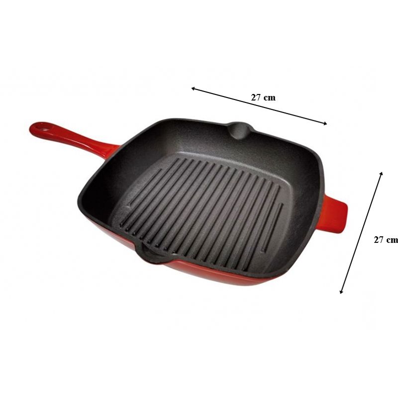 Casa si Gradina - Bucatarie si vesela - Vase pentru gatit - Tigai si seturi - Tigaie patrata din fonta emailata pentru grill, 27x27 cm - Infinity.ro