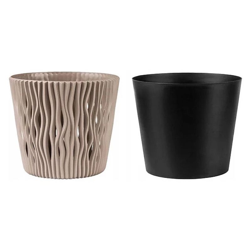 Casa si Gradina - Gradinarit si plante - Plante si ghivece - Ghivece si suporturi - Ghiveci decorativ pentru flori, rotund, cafeniu, capacitate 3l, 16x18 cm - Infinity.ro