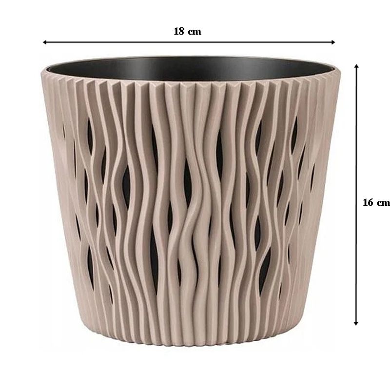 Casa si Gradina - Gradinarit si plante - Plante si ghivece - Ghivece si suporturi - Ghiveci decorativ pentru flori, rotund, cafeniu, capacitate 3l, 16x18 cm - Infinity.ro