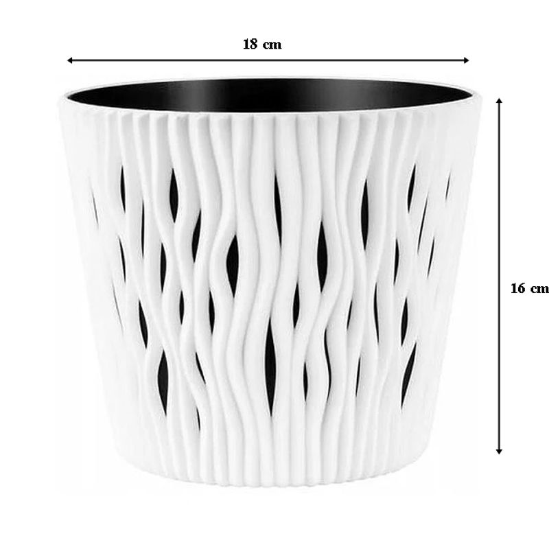 Casa si Gradina - Gradinarit si plante - Plante si ghivece - Ghivece si suporturi - Ghiveci decorativ pentru flori, rotund, alb, capacitate 3l, 16x18 cm - Infinity.ro