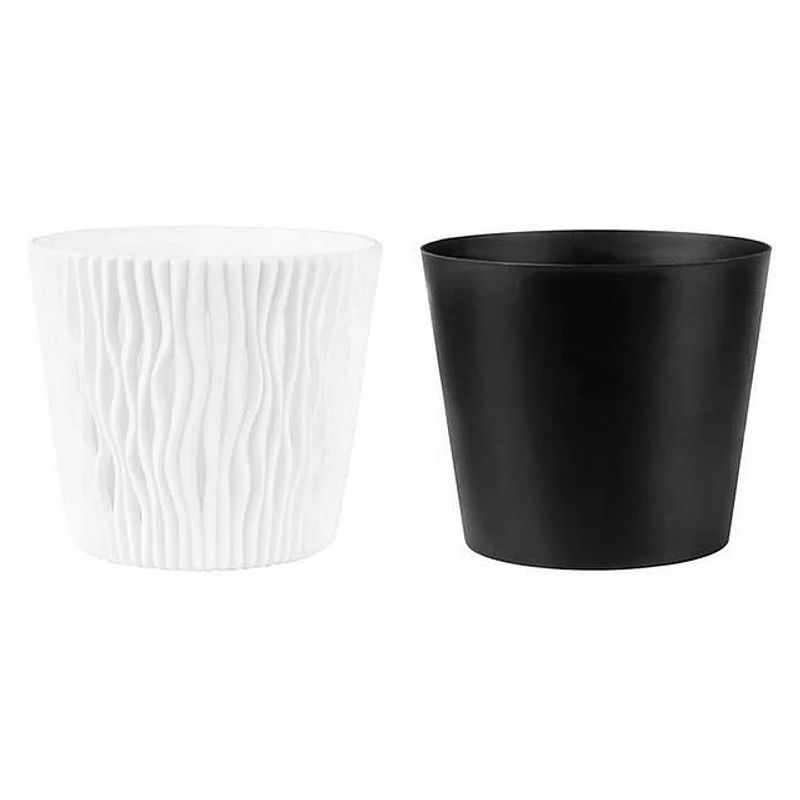 Casa si Gradina - Gradinarit si plante - Plante si ghivece - Ghivece si suporturi - Ghiveci decorativ pentru flori, rotund, alb, capacitate 3l, 16x18 cm - Infinity.ro